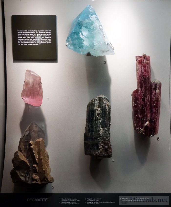 Display Case of Pegmatite Minerals