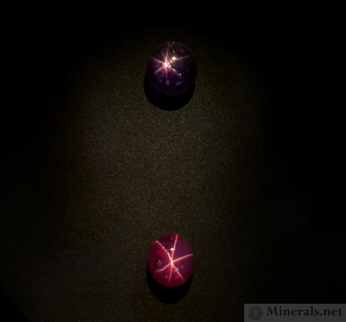 The Midnight Star, a Purple Star Sapphire (Top), and DeLong Star Ruby (bottom)