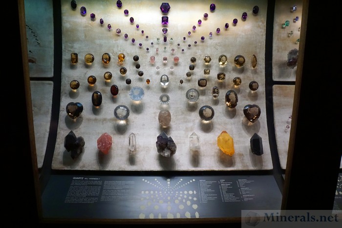 Exhibit Case of Quartz Gemstones
