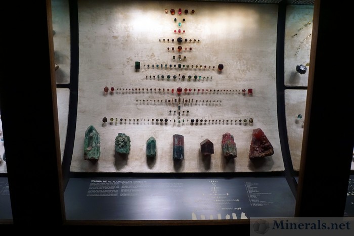 Exhibit Case of Tourmaline Gemstones