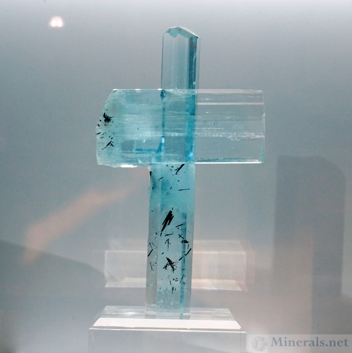 Iconic Blue-Cross Aquamarine from Pakistan with Schorl, Featured on the 22nd St Show Posters, from The Arkenstone