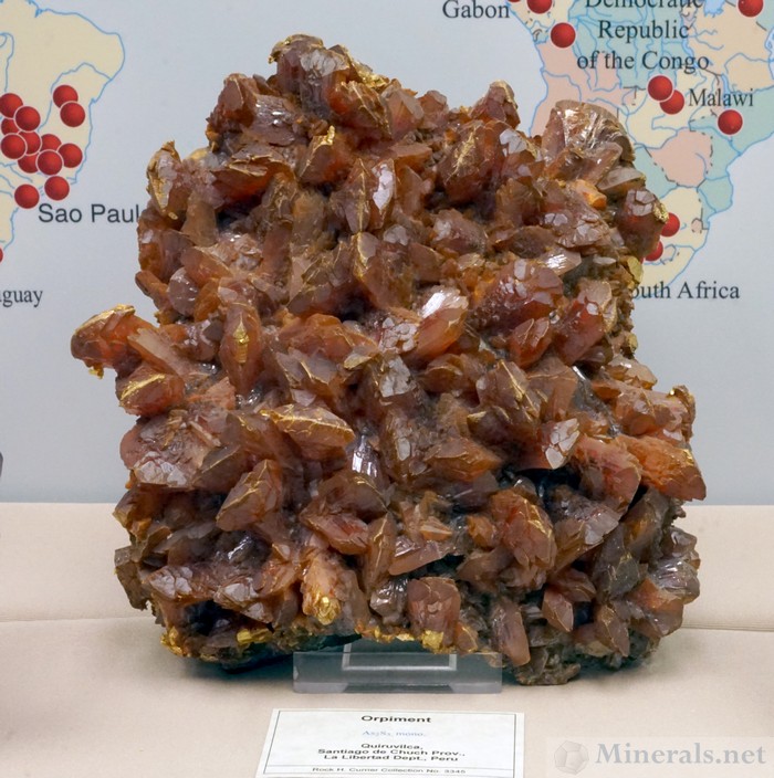 Large Orpiment Crystal Cluster from Quiruvilca, Peru