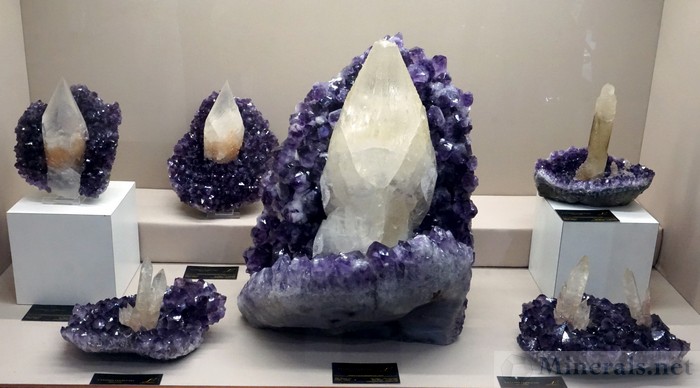 Calcite in Amethyst from Artigas, Uruguay
