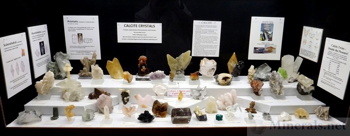 Calcite Crystals, 3 Habits: Scalenohedral, Rhombohedral, and Prismatic