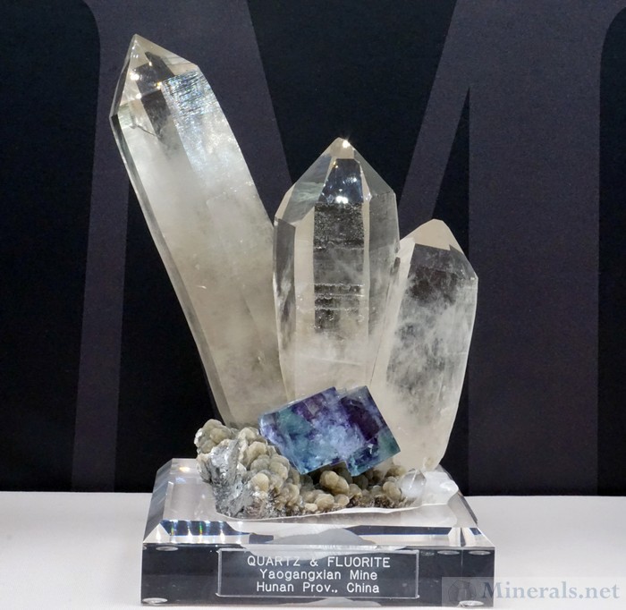 Quartz & Fluorite Crystals from the Yaogangxian Mine, Hunan Prov., China, Mineralogical Association of Dallas Case