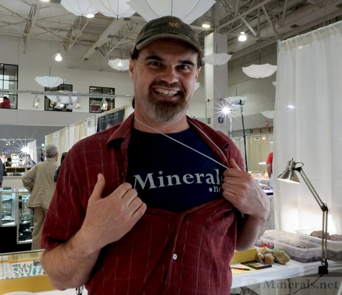 Rusty James from Throwin' Stones Revealing his Minerals.net T-Shirt at the Show
