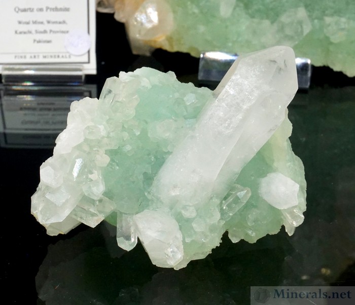 Quartz Crystals on Prehnite from the Wotal Mine, Womach, Karachi, Pakistan, Fine Art Minerals (Ghulam Mustafa)