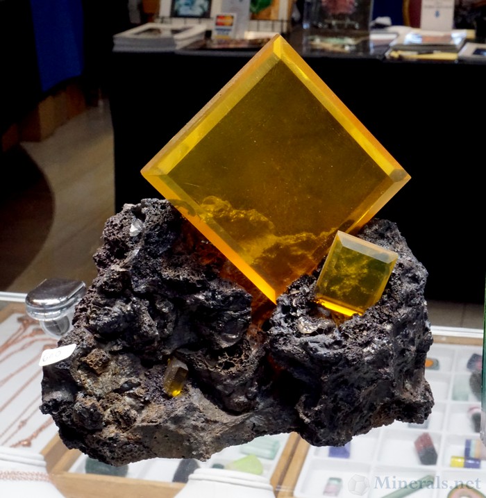 Glass Wulfenite Replica on Matrix, Made Special for this Year's Show Theme, Artisan Made Gemstones