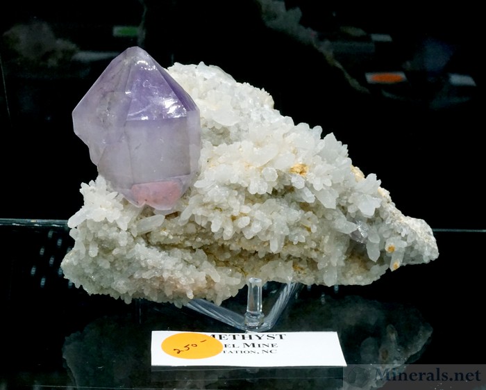 Large Amethyst Crystal with Smaller Quartz Crystal from the Reel Mine, Iron Station, North Carolina, Reel Mine