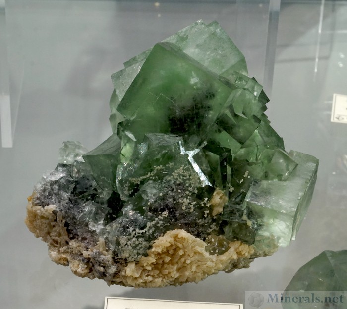 Green Fluorite and Calcite from the Choir Area, Gobi Desert, Mongolia, Spirifer Minerals