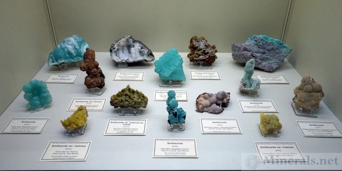 Case of Smithsonite from New Mexico Localities