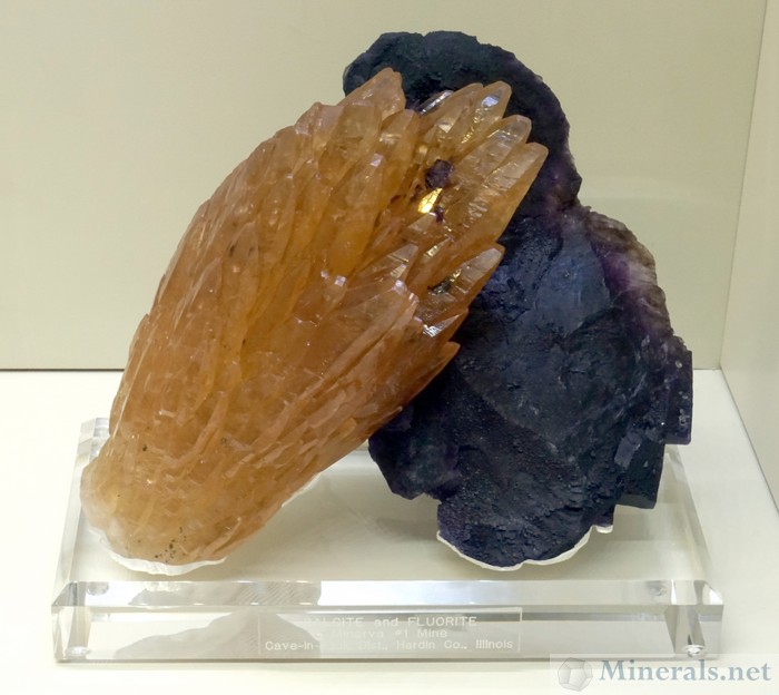 Brown Calcite and Purple Fluorite from the Minerva #1 Mine, Cave-in-Rock, Illinois - Jim Gebel Collection