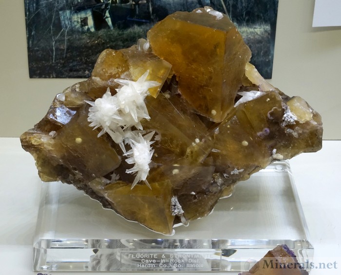 Yellow Fluorite and White Strontianite from Cave-in-Rock, Illinois - Jim Gebel Collection
