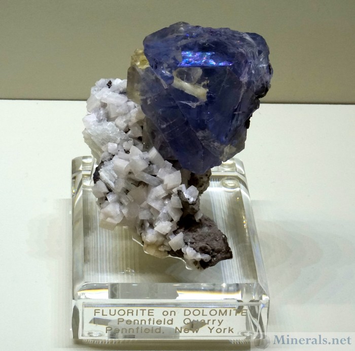 Blue Fluorite on Dolomite from the Penfield Quarry, Penfield, NY - Jim Gebel Collection