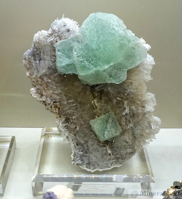 Mint-Green Fluorite on Quartz from Huanzala, Huanco Prov., Peru - Jim Gebel Collection