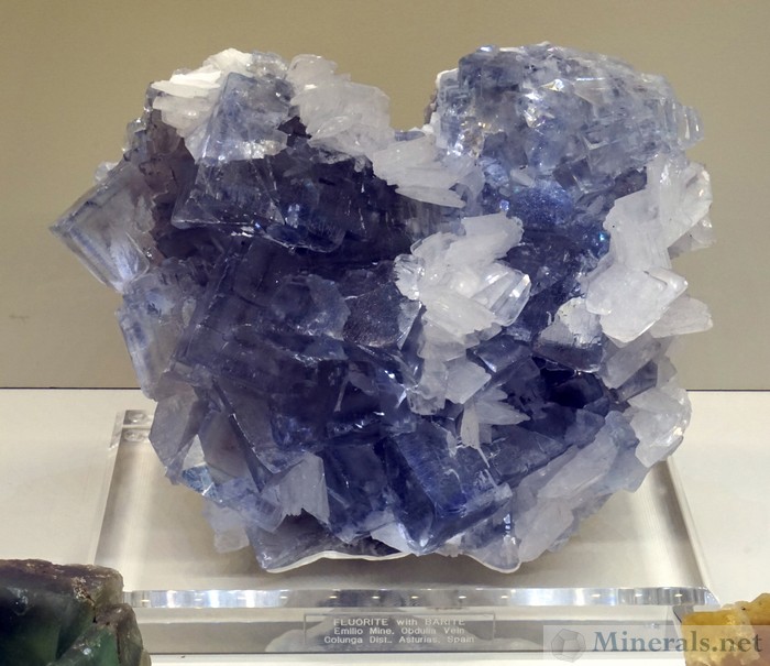 Blue Fluorite with White Barite from the Emilio Mine, Asturias, Spain - Jim Gebel Collection
