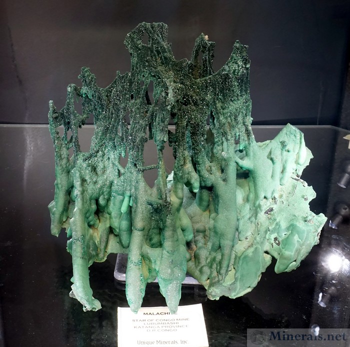 Malachite Chandelier from the Star of Congo Mine, Lubumbashi, Katanga, D.R. Congo, Unique Minerals