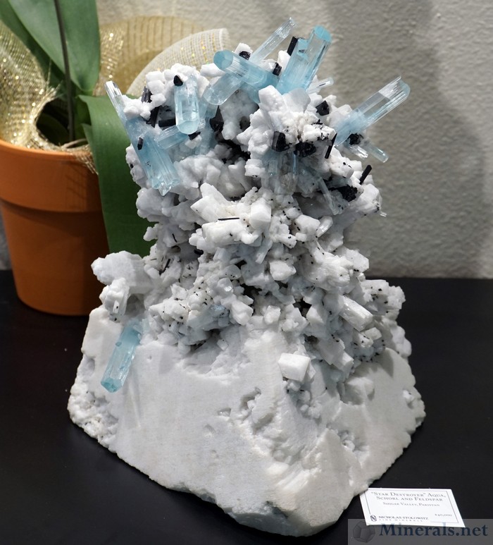 Star Destroyer Aquamarine with Schorl and Feldspar, Nicholas Stolowitz Fine Minerals