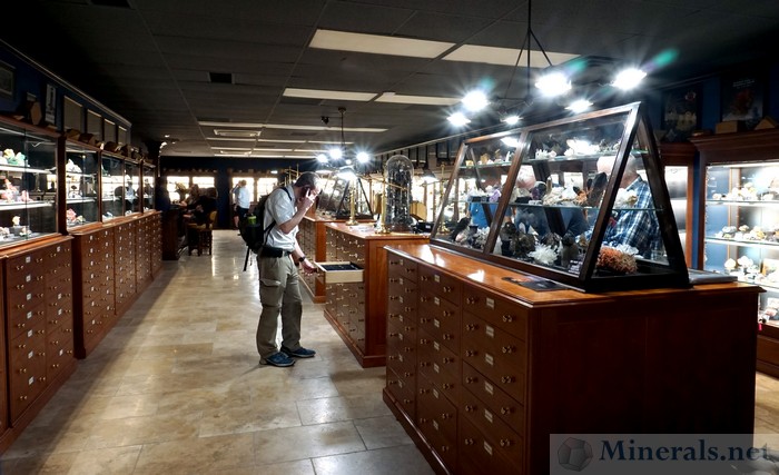 Display Cases and Myriads of Mineral-Filled Drawers at the Crystal Classics Room
