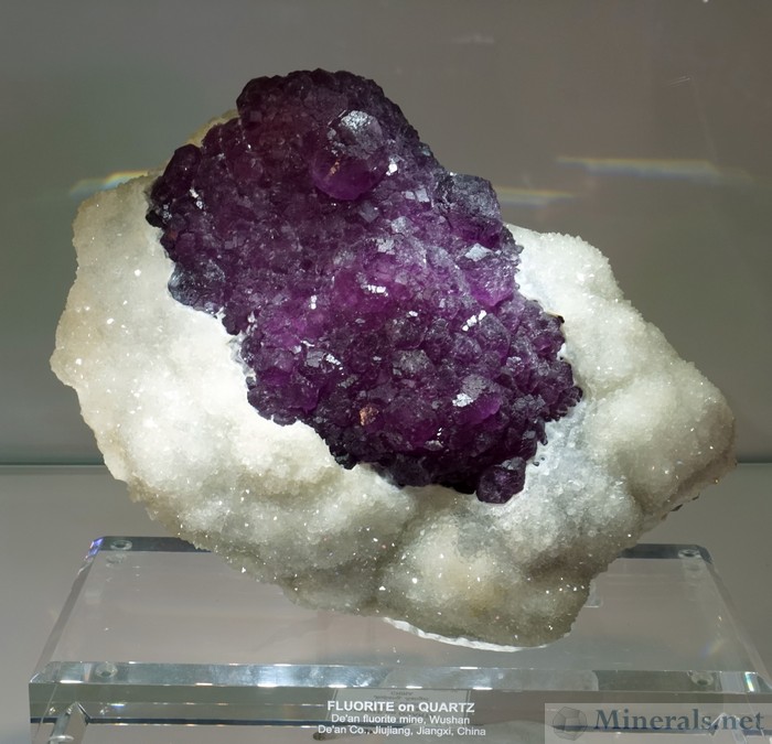Purple Fluorite on Quartz from Dean, Wushan, Jiangxi, China