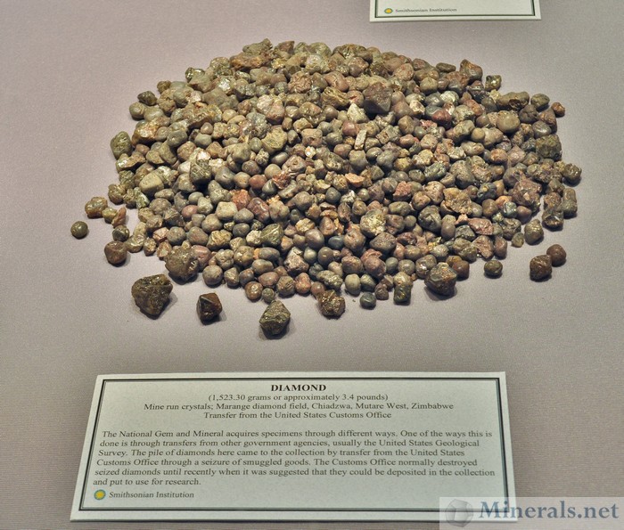Smuggled Diamond Rough Crystals, Zimbabwe, Smithsonian