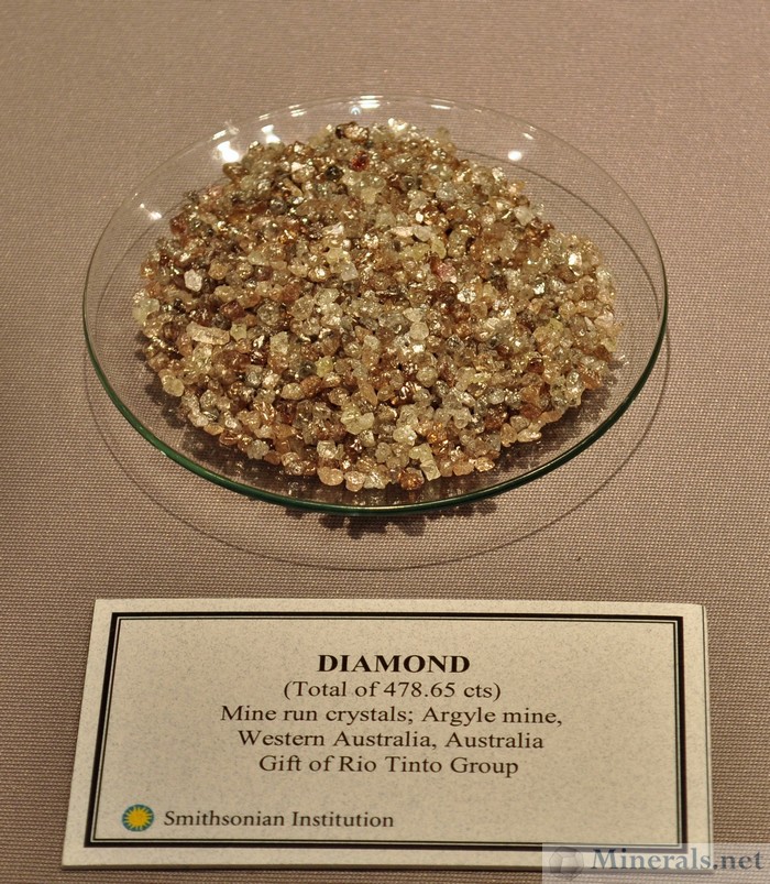 Diamond Rough Crystals, Argyle Mine, Smithsonian